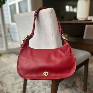 Vintage Coach Red Legacy Crescent Flap Made in Costa Rica #9338